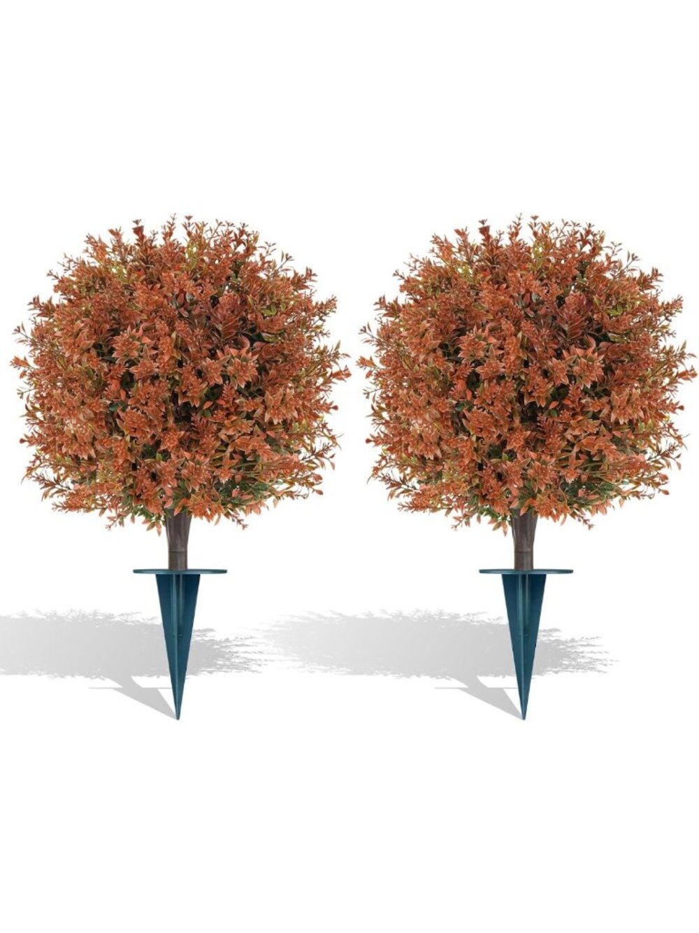 Set of 2 UV-Resistant Fall Topiary Balls with Ground Spikes - Outdoor Decor